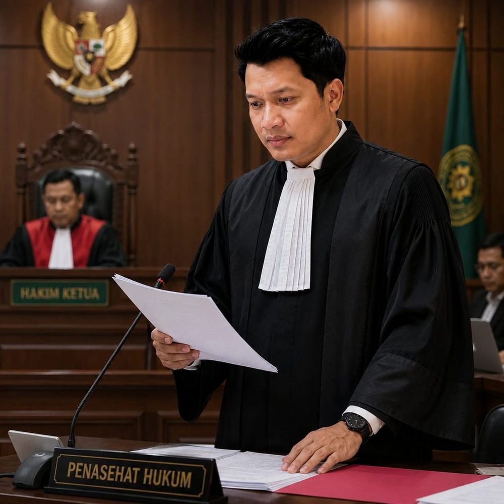 DR. HM. Asrori, SH., MH. beracara di ruang sidang pengadilan